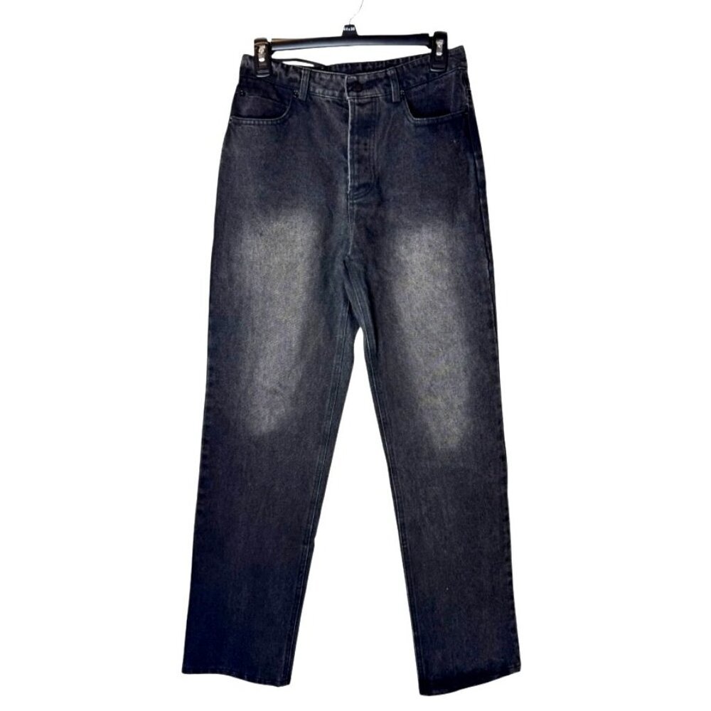 Alexander Wang Jeans Women Medium Black Rhinestone Strap High Rise Straight Leg‎
